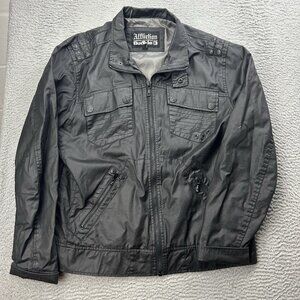 Affliction Jacket Mens 2XL Black Zip Up Cross Grunge Street Utility Pockets